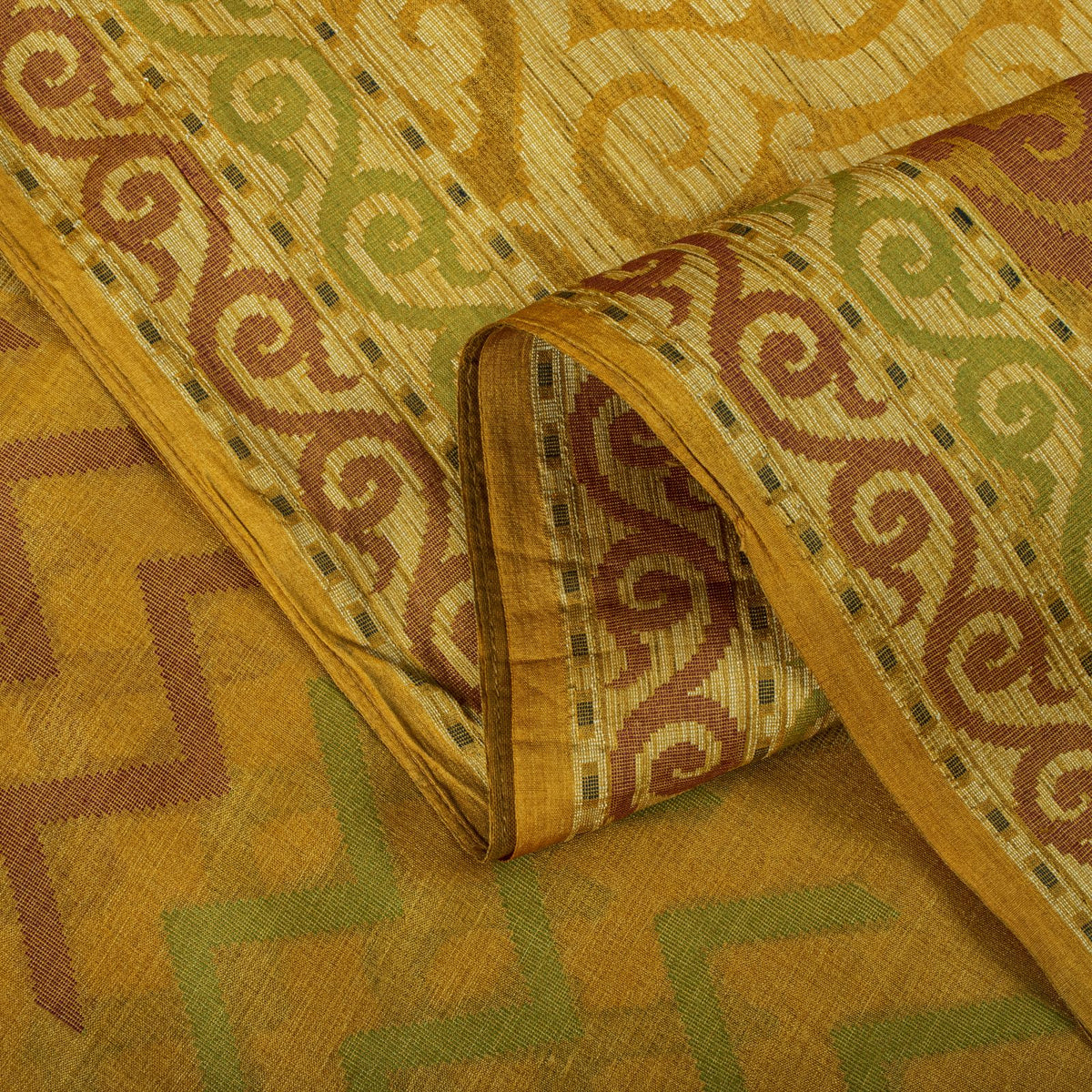 Sanskriti Vintage Tant Jacqauad Woven Pure Silk Saree Yellow Sari Craft Fabric