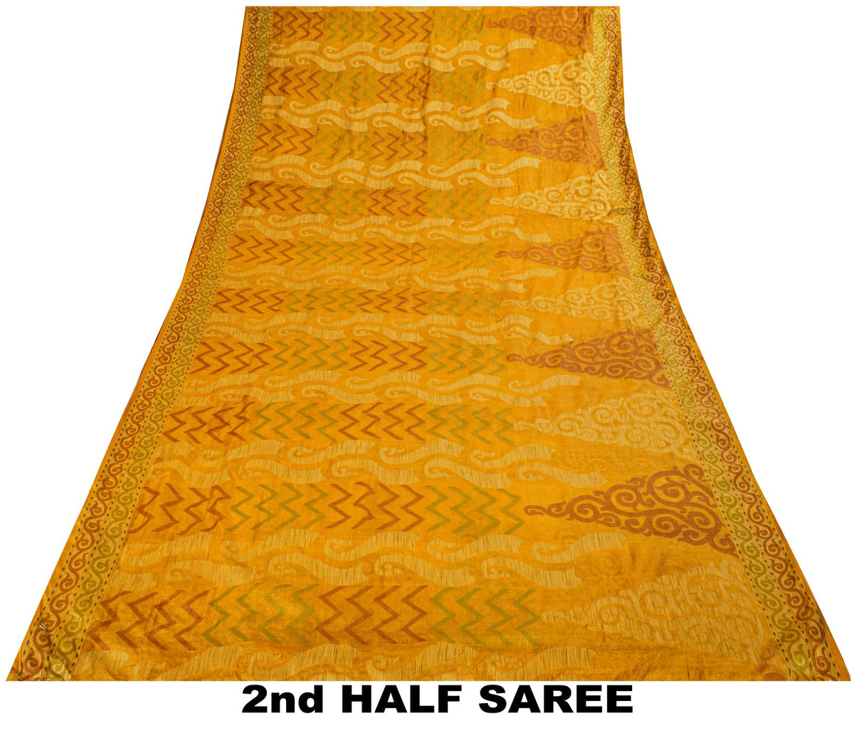 Sanskriti Vintage Tant Jacqauad Woven Pure Silk Saree Yellow Sari Craft Fabric