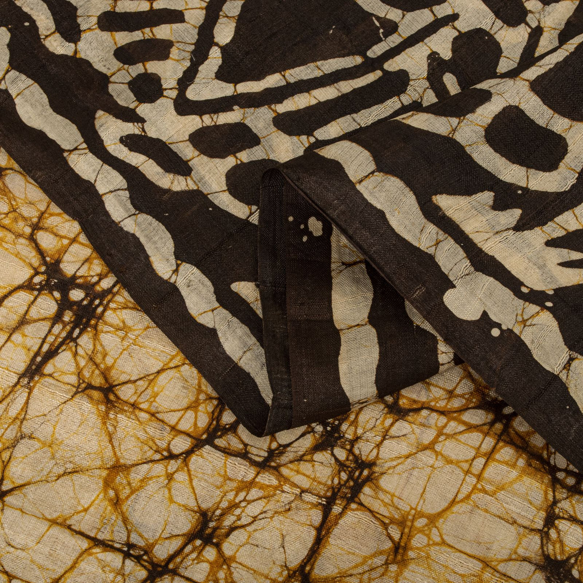 Sanskriti Vintage Batik Work Abstract-Women Pure Silk Saree Ivory-Brown 4Yd Sari