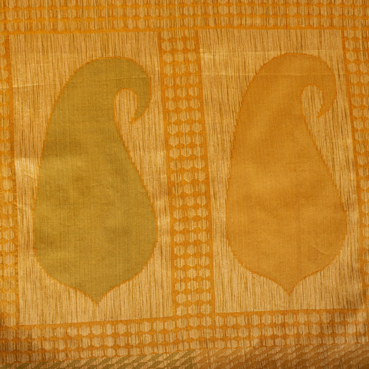 Sanskriti Vintage Tant Jacqauard Woven Pure Silk Saree Yellow Sari Craft Fabric