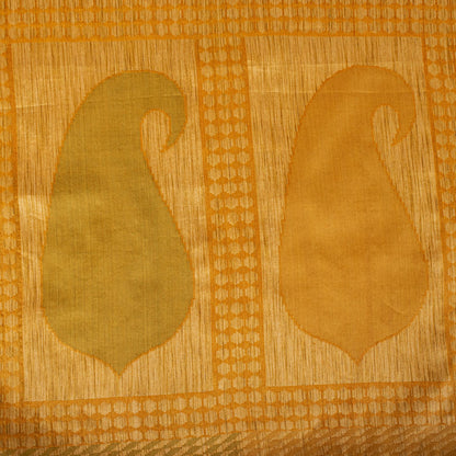 Sanskriti Vintage Tant Jacqauard Woven Pure Silk Saree Yellow Sari Craft Fabric