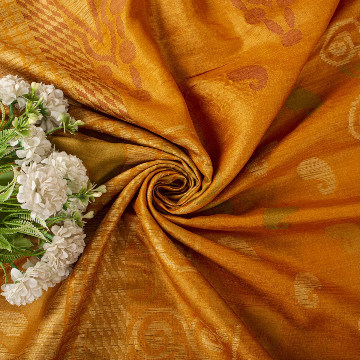 Sanskriti Vintage Tant Jacqauard Woven Pure Silk Saree Yellow Sari Craft Fabric