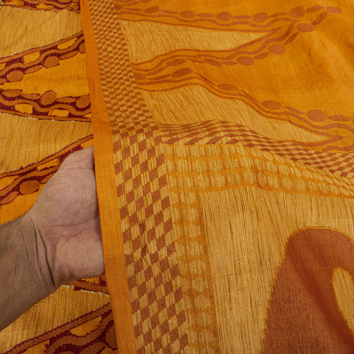 Sanskriti Vintage Tant Jacqauard Woven Pure Silk Saree Yellow Sari Craft Fabric