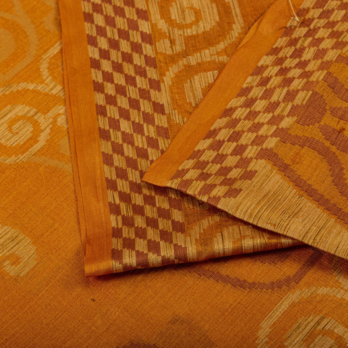 Sanskriti Vintage Tant Jacqauard Woven Pure Silk Saree Yellow Sari Craft Fabric