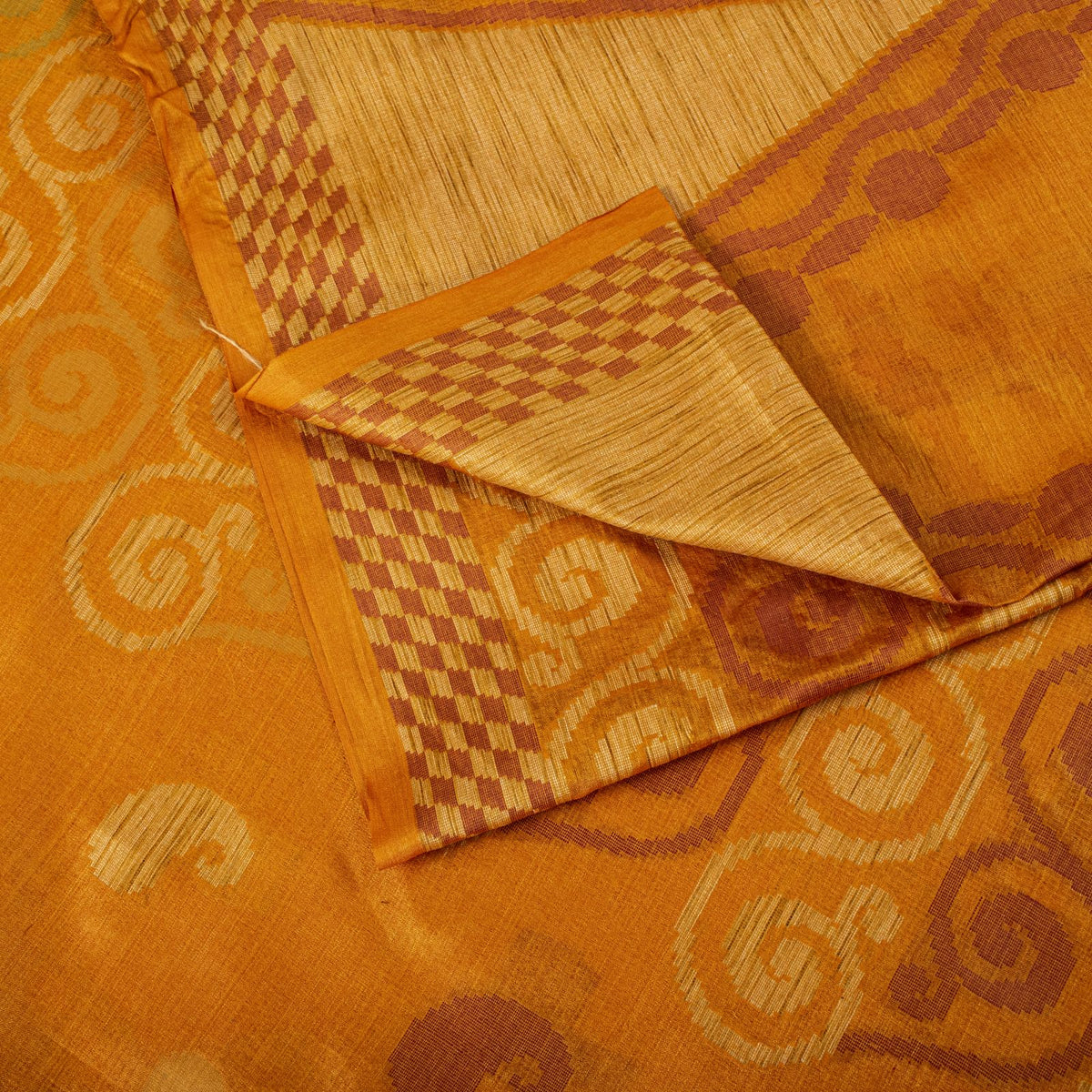 Sanskriti Vintage Tant Jacqauard Woven Pure Silk Saree Yellow Sari Craft Fabric