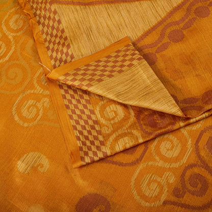 Sanskriti Vintage Tant Jacqauard Woven Pure Silk Saree Yellow Sari Craft Fabric