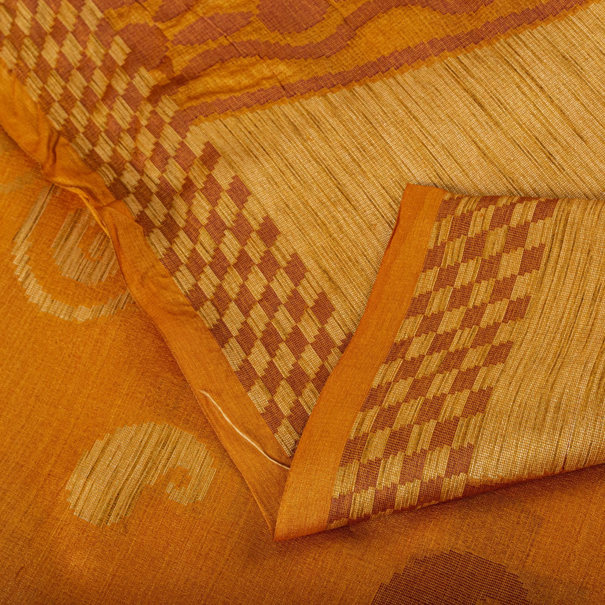 Sanskriti Vintage Tant Jacqauard Woven Pure Silk Saree Yellow Sari Craft Fabric