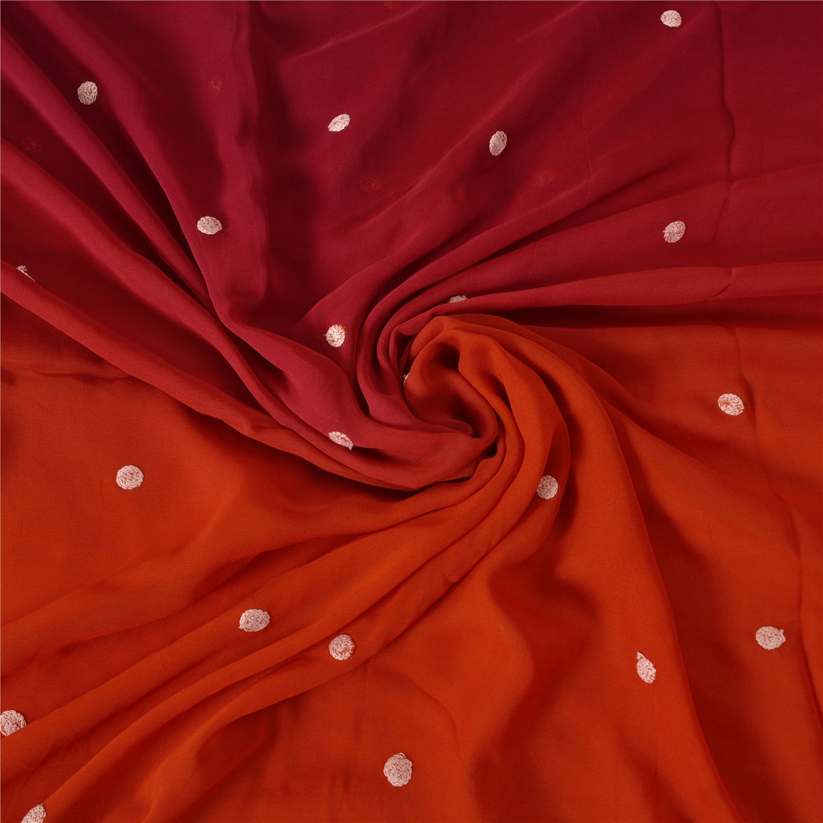 Embroidered Pure Georgette Silk Vintage Saree Red Wedding Partywear Sari 5 Yard Craft Fabric Sewing Indian Textile Heritage By KreatvKraft