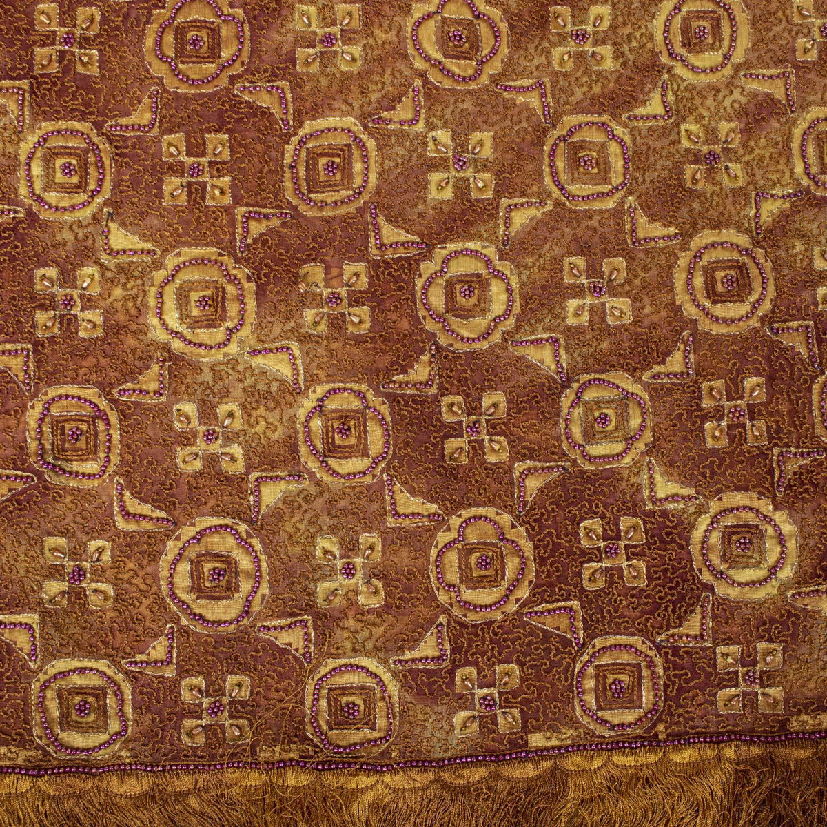 Sanskriti Vintage Hand Beaded-Woven Pure Organza Saree Maroon Sari Craft Fabric