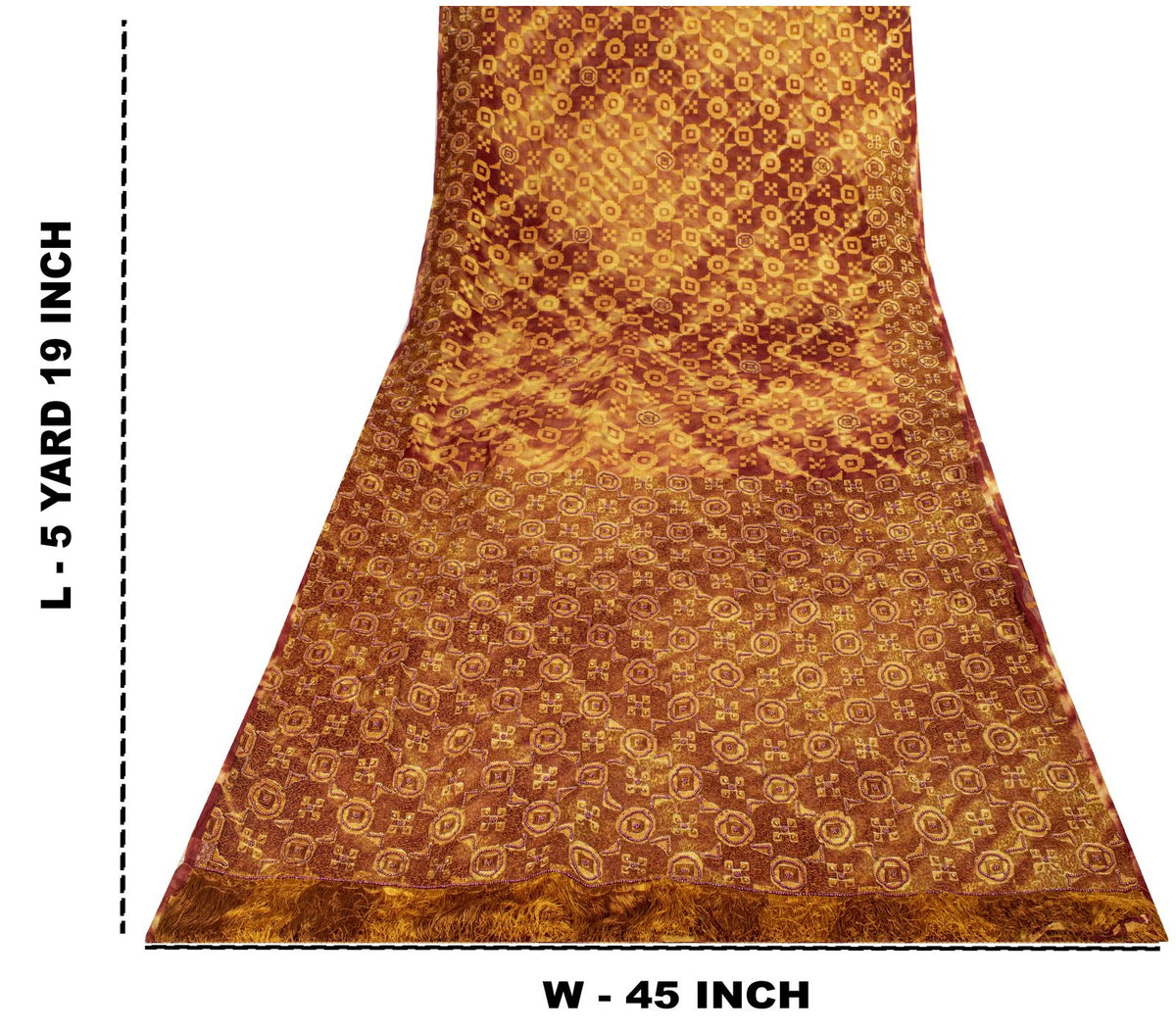 Sanskriti Vintage Hand Beaded-Woven Pure Organza Saree Maroon Sari Craft Fabric
