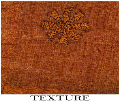 Sanskriti Vintage Hand Embroidery Kantha-Woven Pure Silk Saree Orange-Green Sari