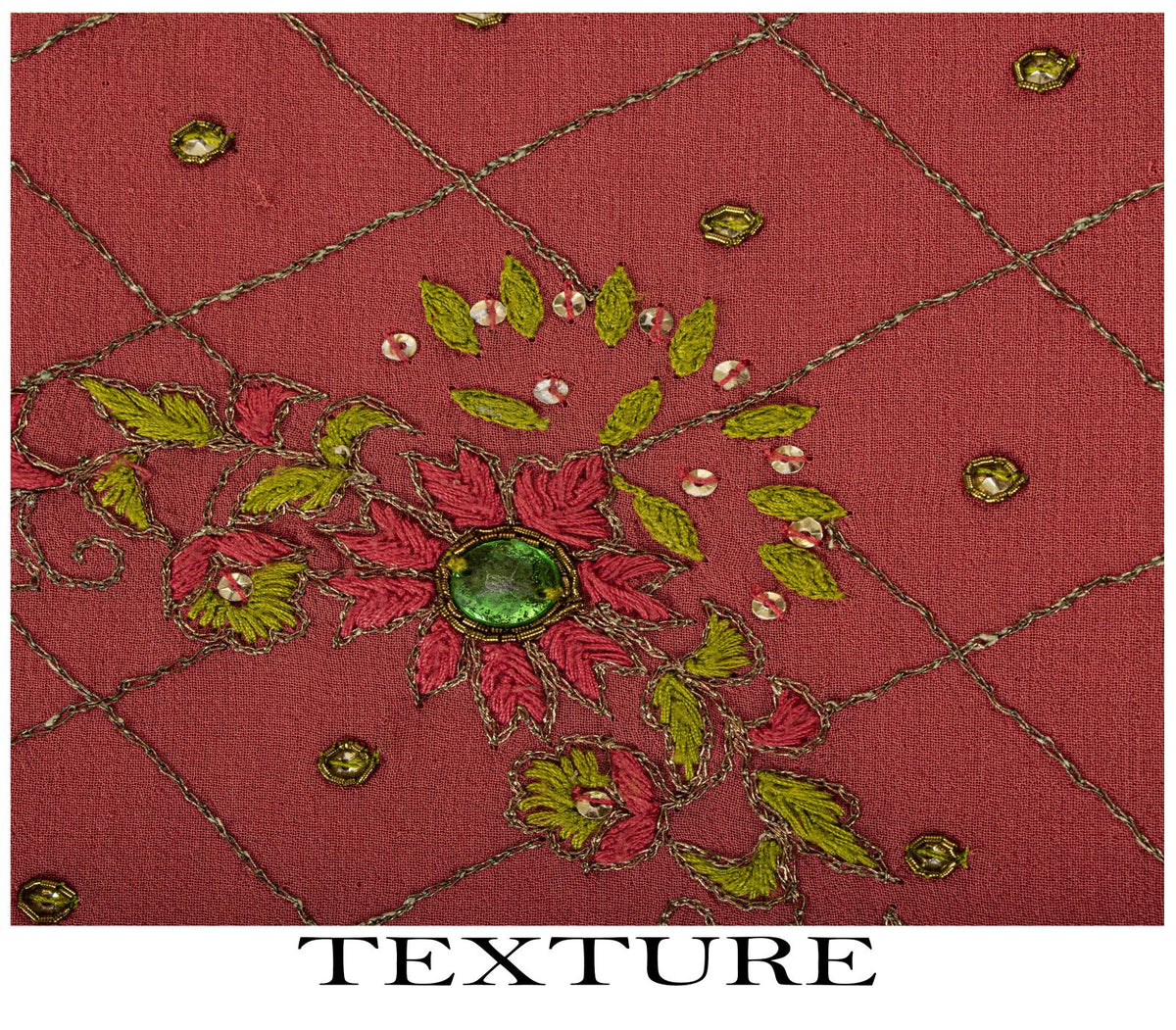 Sanskriti Vintage Hand Embroidered Pure Georgette Saree Pink Sari Craft Fabric