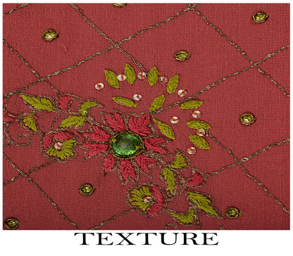 Sanskriti Vintage Hand Embroidered Pure Georgette Saree Pink Sari Craft Fabric