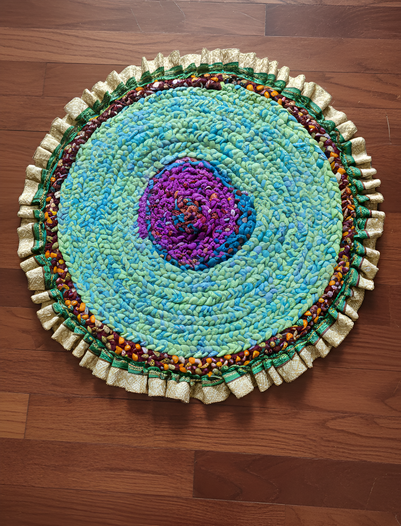 Sanskriti New Gudri/Rug Handmade Pure Cotton Multicolor Round 18" Dia Accent