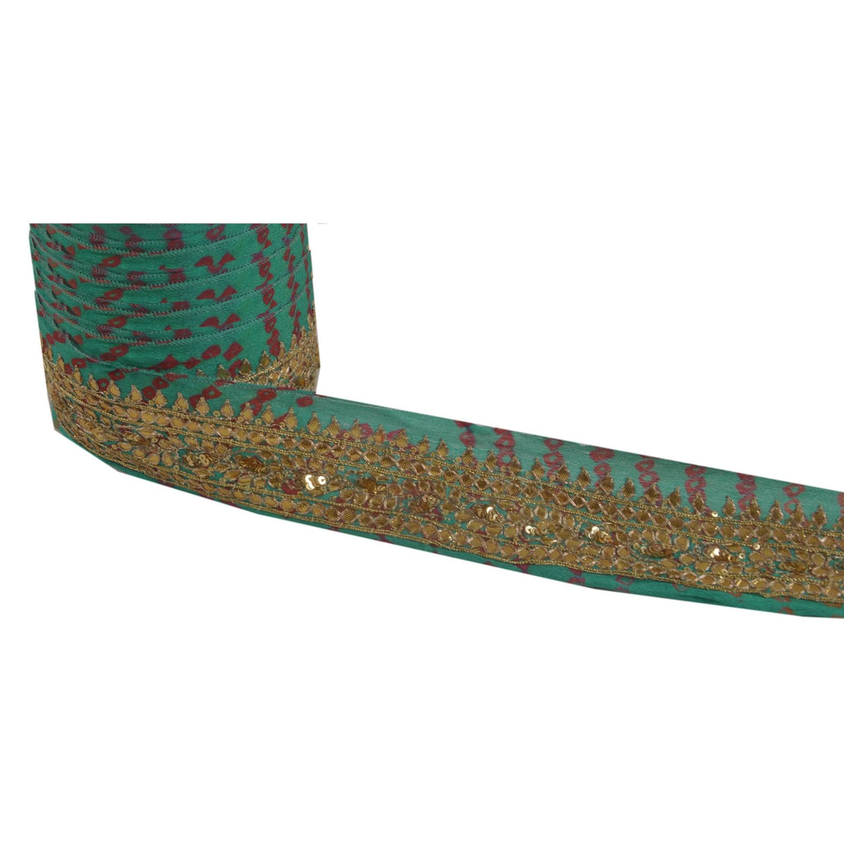Sanskriti Vintage Handmade Gota Patti Georgette Heavy Sari Border 1 Yd Blue Lace