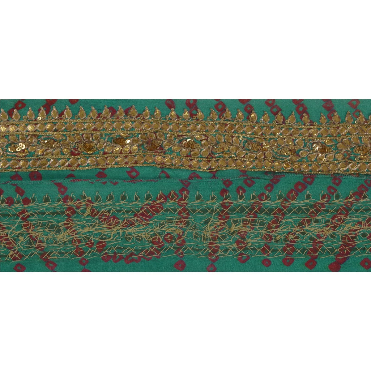 Sanskriti Vintage Handmade Gota Patti Georgette Heavy Sari Border 1 Yd Blue Lace