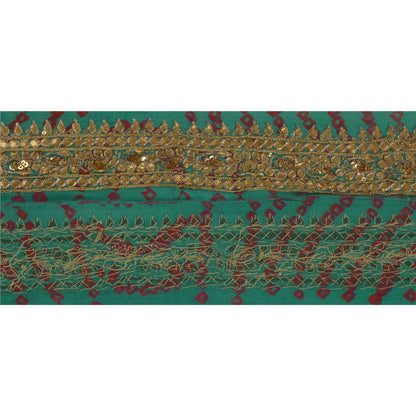 Sanskriti Vintage Handmade Gota Patti Georgette Heavy Sari Border 1 Yd Blue Lace