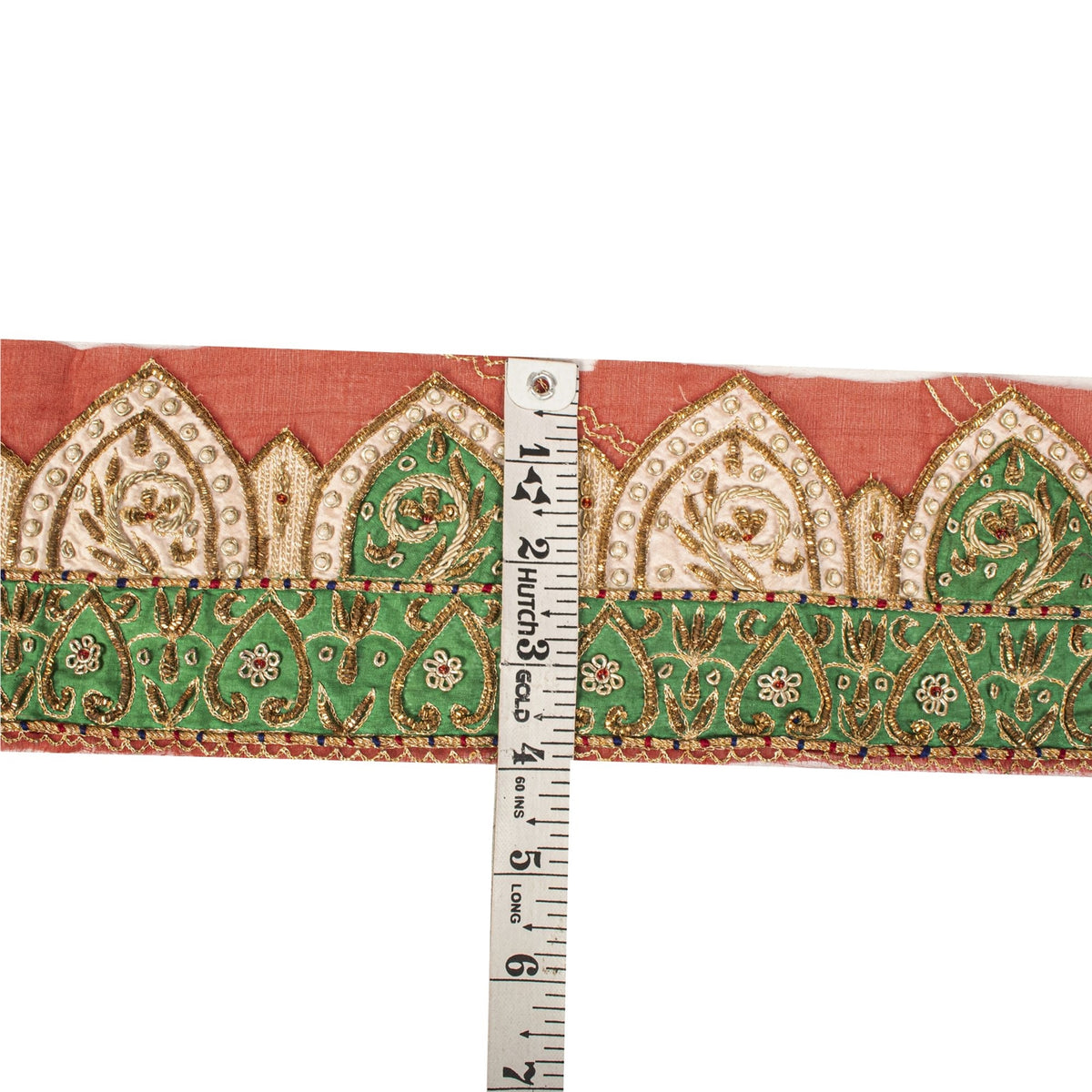 Sanskriti Vintage Hand Embroidered Heavy 1 Yd Sari Border Cotton Silk Pink Lace