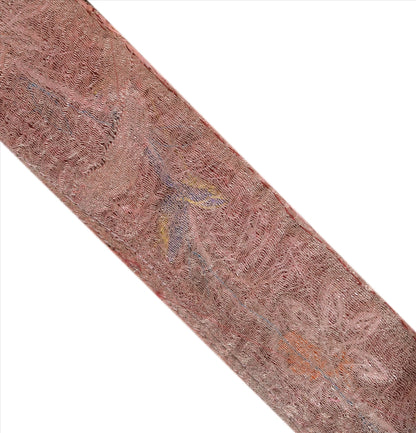 Sanskriti Vintage Hand Embroidery Pure Crepe Heavy Sari Border 1 Yd 2.5"W Maroon