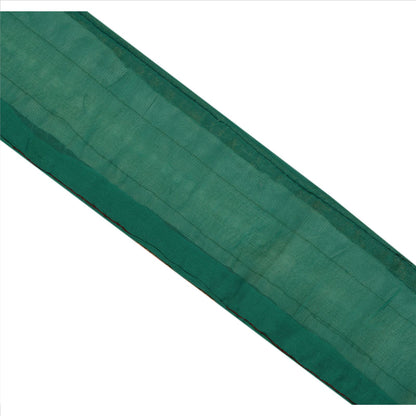Sanskriti Vintage Hand Beaded Georgette Heavy Sari Border 1 Yd Green Craft Lace