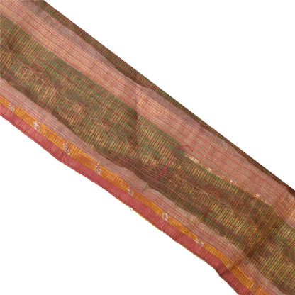 Sanskriti Vintage Hand Embroidered Heavy 1 Yard Sari Border Art Silk Yellow Lace