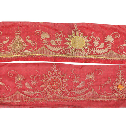 Sanskriti Vintage Hand Pink Georgette Heavy Sari Border 1 Yd 5.8"W Pink Lace