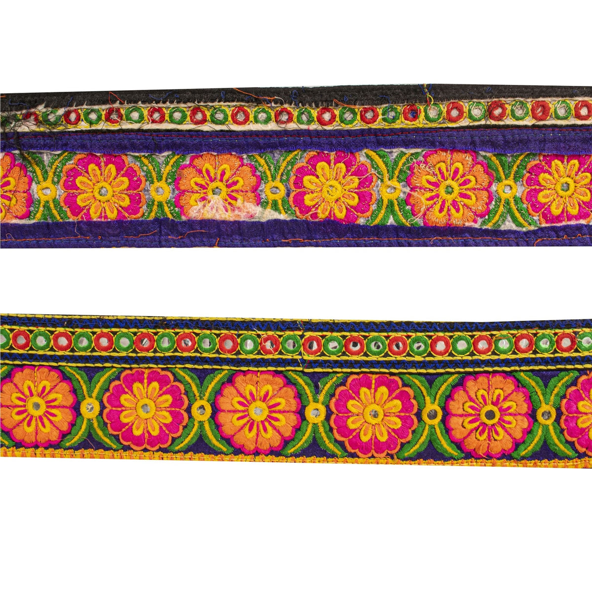 Sanskriti Vintage Kutch Style Embroidered 1Yd Sari Border Velvet Trim Craft Lace
