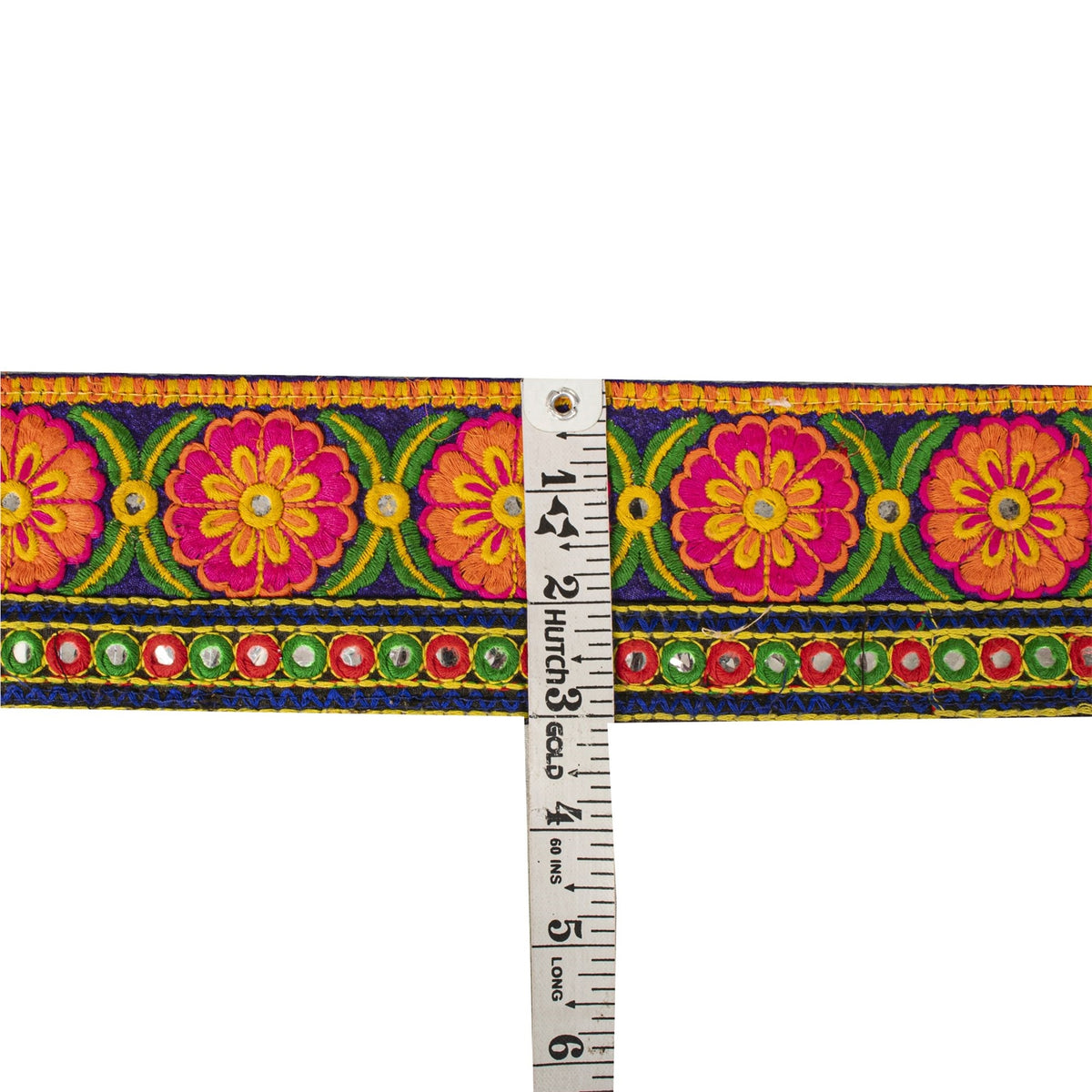 Sanskriti Vintage Kutch Style Embroidered 1Yd Sari Border Velvet Trim Craft Lace
