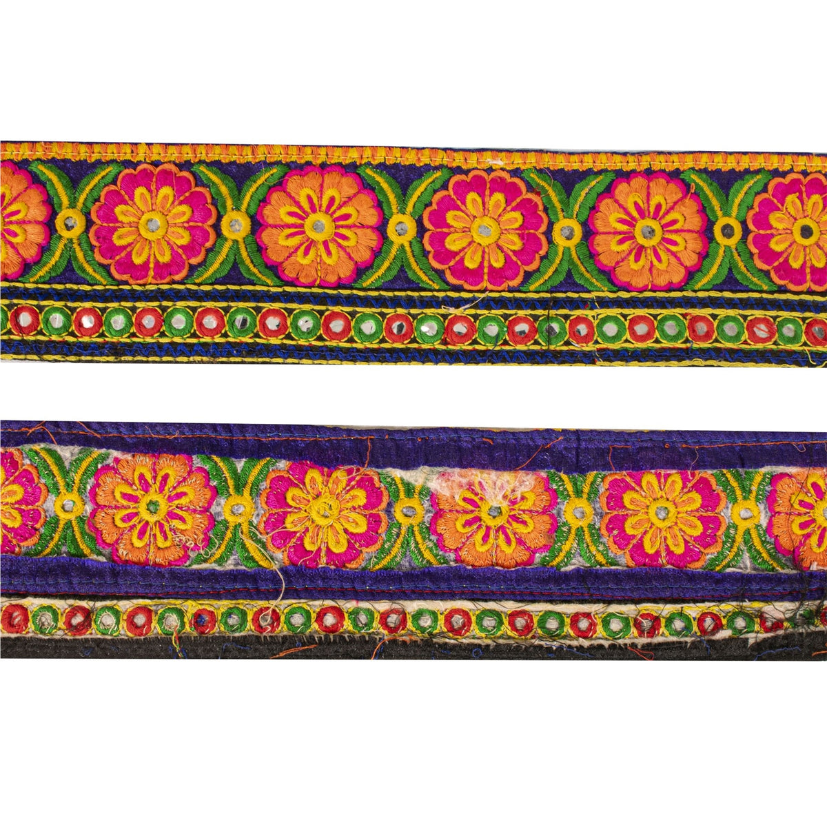 Sanskriti Vintage Kutch Style Embroidered 1Yd Sari Border Velvet Trim Craft Lace