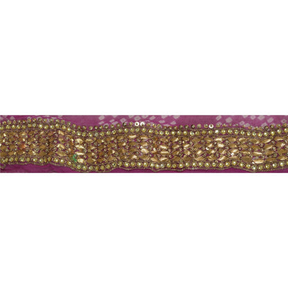 Sanskriti Vintage Handmade Gota Patti Pure Georgette Silk 1Yd Heavy Sari Border