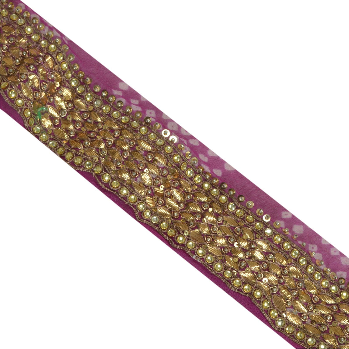 Sanskriti Vintage Handmade Gota Patti Pure Georgette Silk 1Yd Heavy Sari Border