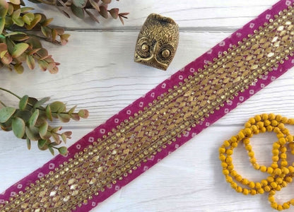 Sanskriti Vintage Handmade Gota Patti Pure Georgette Silk 1Yd Heavy Sari Border