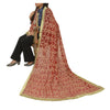 Sanskriti Vintage Dark Red Dupatta Long Scarf Pure Georgette Hand Beaded Stole