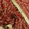 Sanskriti Vintage Dark Red Dupatta Long Scarf Pure Georgette Hand Beaded Stole