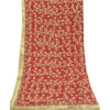 Sanskriti Vintage Dark Red Dupatta Long Scarf Pure Georgette Hand Beaded Stole
