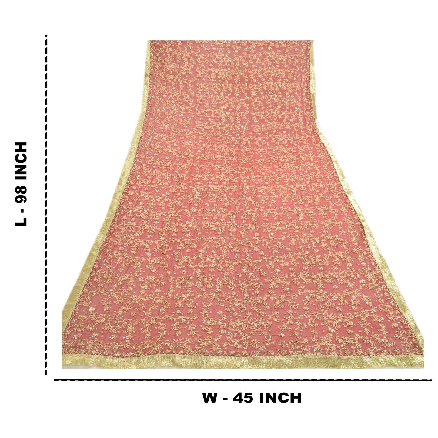 Sanskriti Vintage Dark Red Dupatta Long Scarf Pure Georgette Hand Beaded Stole