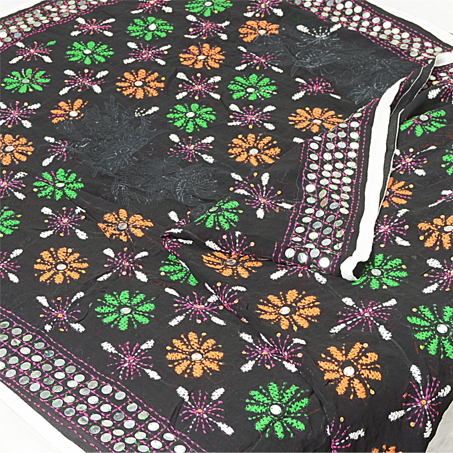 Sanskriti Vintage Dupatta Long Stole OOAK Hand Embroidered Phulkari Scarves Wrap