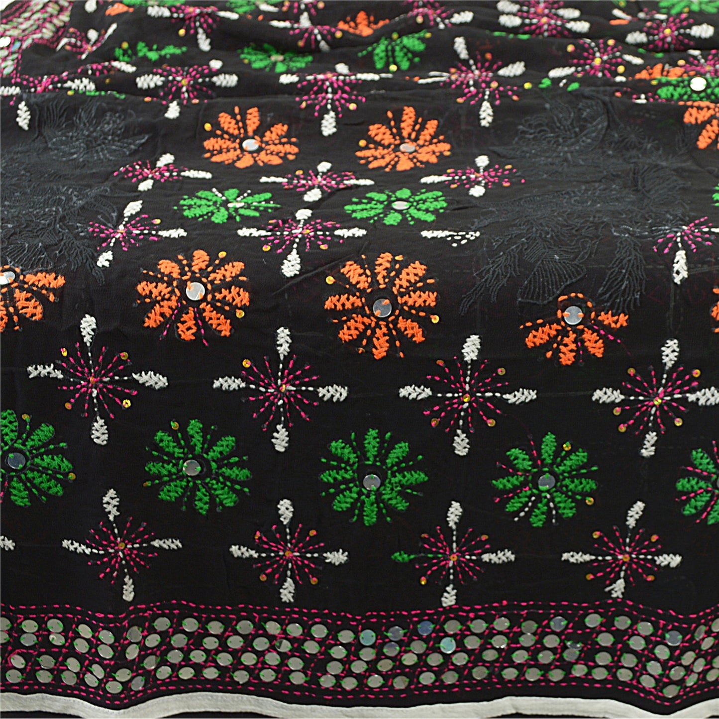 Sanskriti Vintage Dupatta Long Stole OOAK Hand Embroidered Phulkari Scarves Wrap