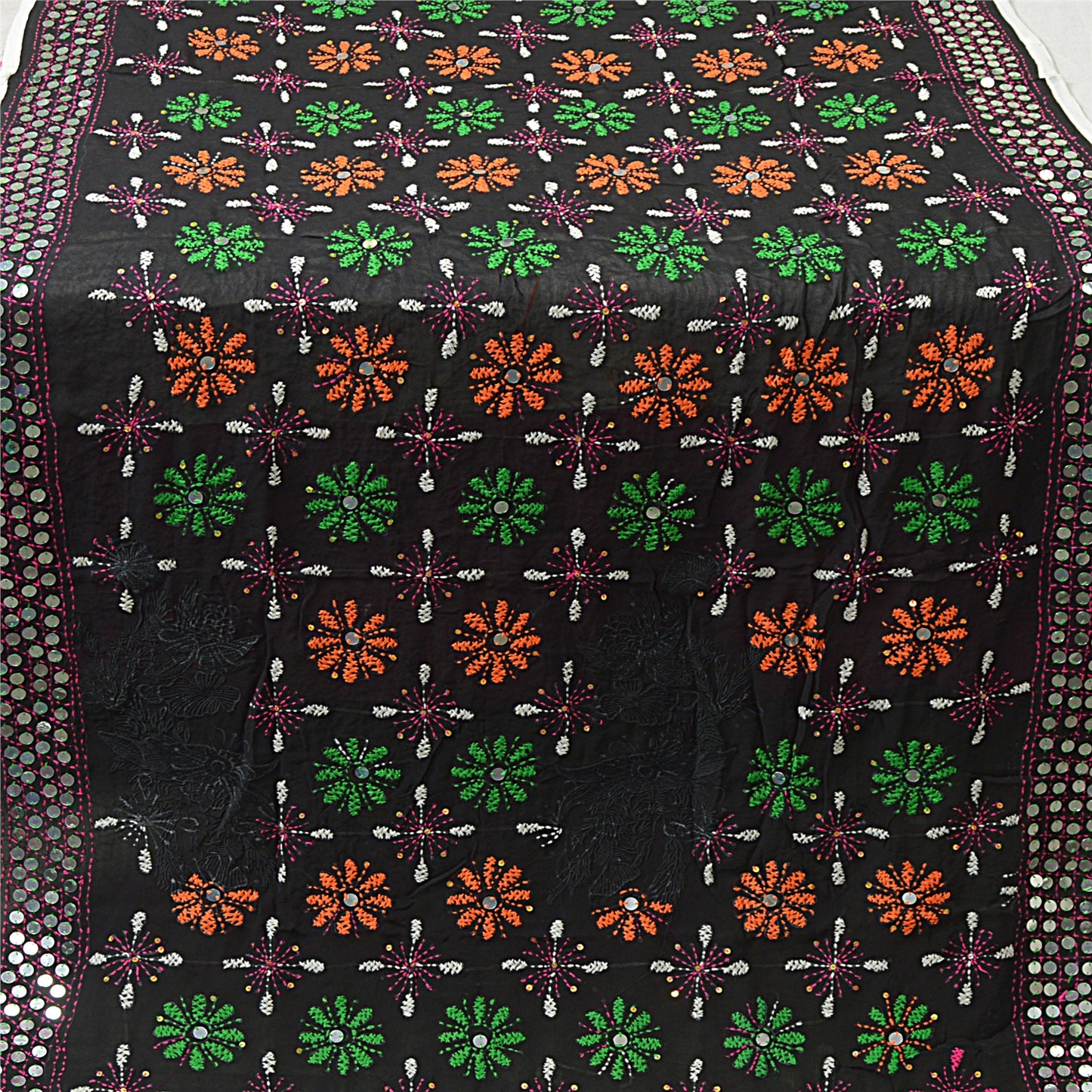 Sanskriti Vintage Dupatta Long Stole OOAK Hand Embroidered Phulkari Scarves Wrap