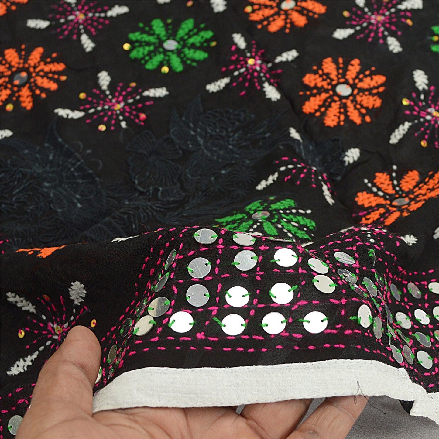 Sanskriti Vintage Dupatta Long Stole OOAK Hand Embroidered Phulkari Scarves Wrap