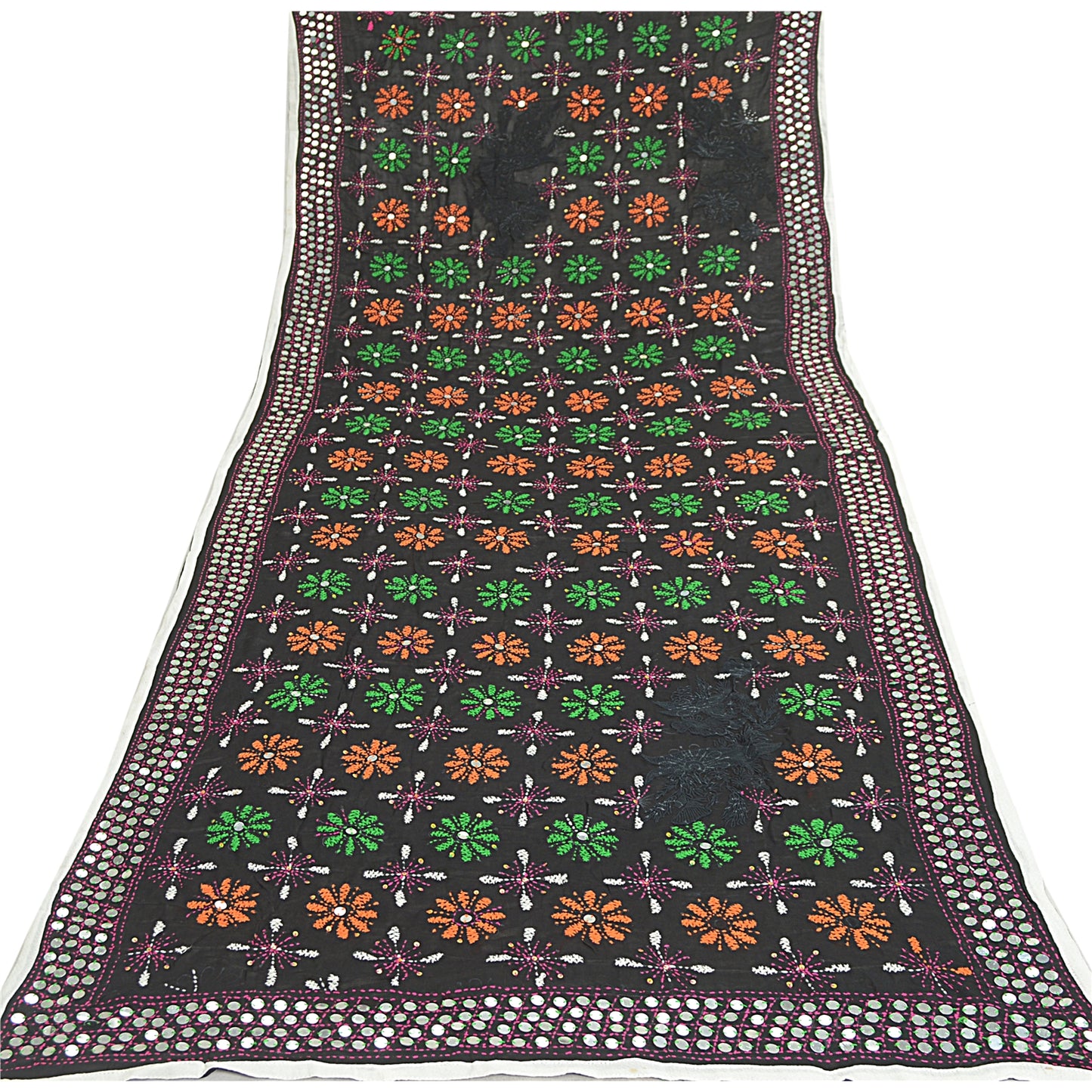 Sanskriti Vintage Dupatta Long Stole OOAK Hand Embroidered Phulkari Scarves Wrap