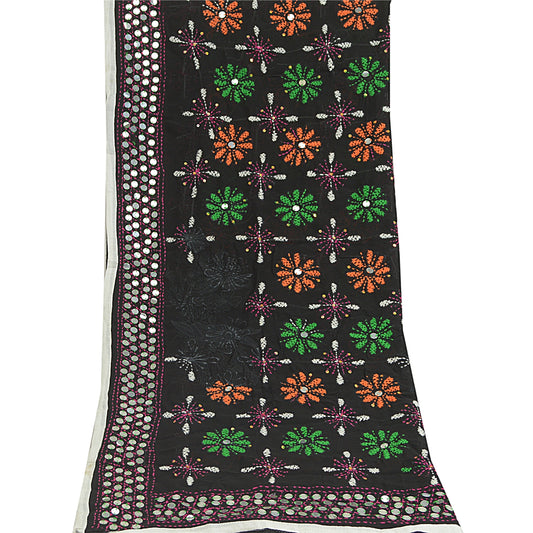Sanskriti Vintage Dupatta Long Stole OOAK Hand Embroidered Phulkari Scarves Wrap