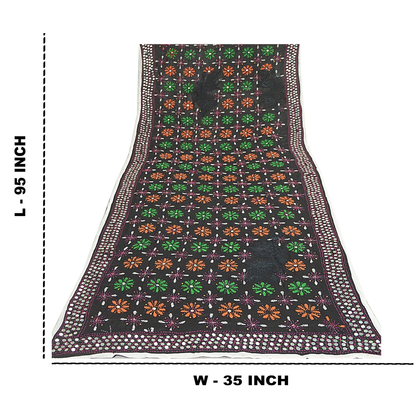 Sanskriti Vintage Dupatta Long Stole OOAK Hand Embroidered Phulkari Scarves Wrap