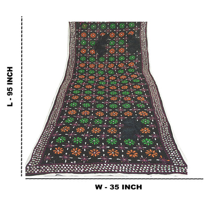 Sanskriti Vintage Dupatta Long Stole OOAK Hand Embroidered Phulkari Scarves Wrap