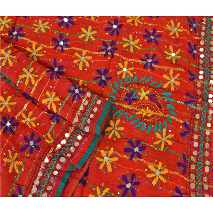 Sanskriti Vintage Dupatta Long Stole Georgette OOAK Hand Embroidered Phulkari Scarves Wrap