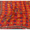 Sanskriti Vintage Dupatta Long Stole Georgette OOAK Hand Embroidered Phulkari Scarves Wrap