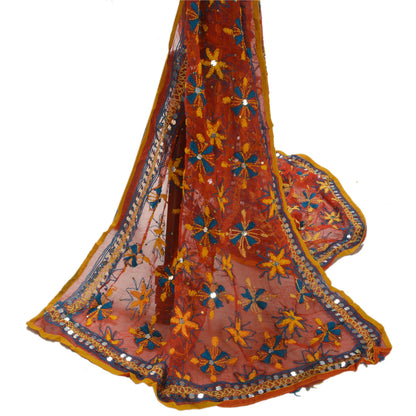 Sanskriti Vintage Blend Georgette Dupatta Long Stole OOAK Handmade Phulkari Veil