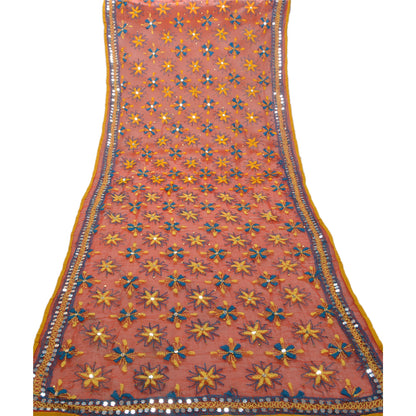 Sanskriti Vintage Blend Georgette Dupatta Long Stole OOAK Handmade Phulkari Veil