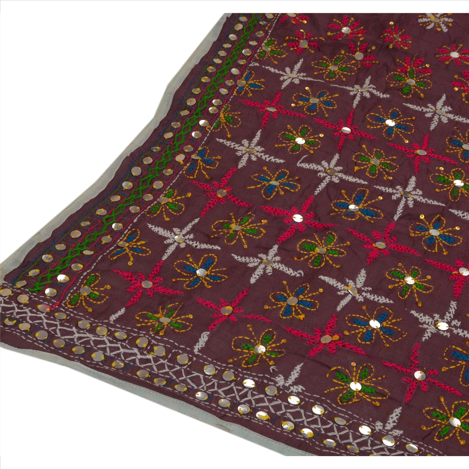 Sanskriti Vintage Dupatta Long Stole Cotton Purple Hand Embroidered Phulkari From Panjab Scarves Indian Craft Supplies Fabric