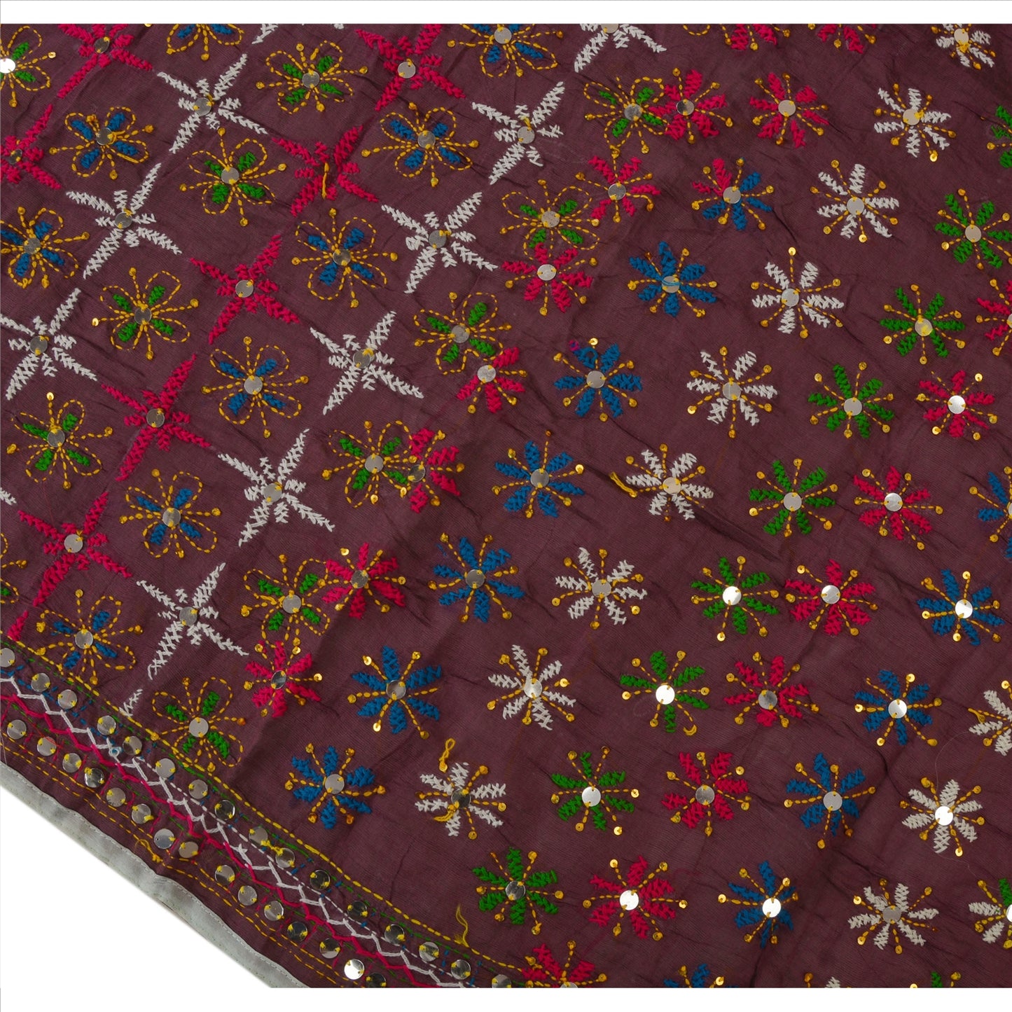 Sanskriti Vintage Dupatta Long Stole Cotton Purple Hand Embroidered Phulkari From Panjab Scarves Indian Craft Supplies Fabric